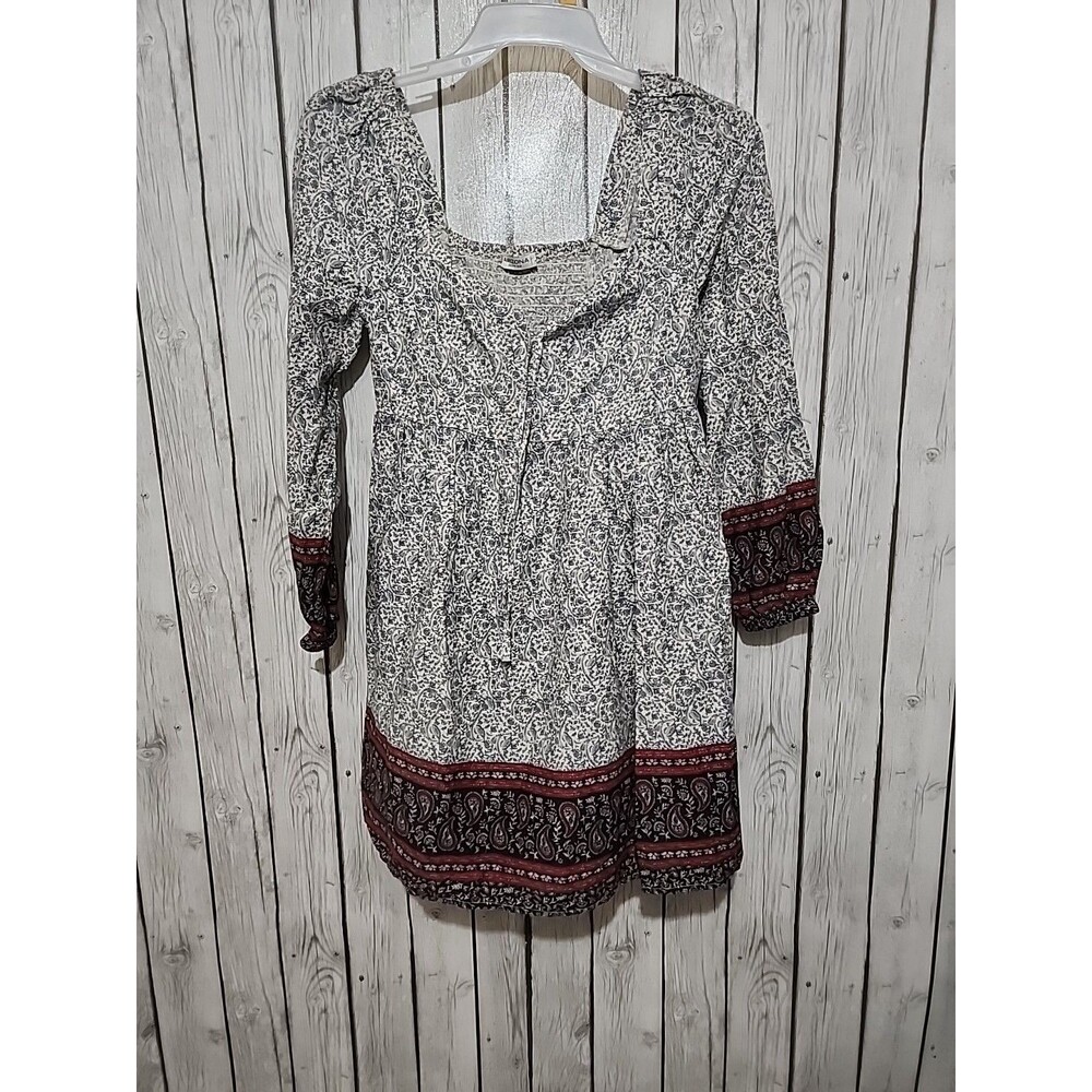 Arizona Jean Co Womens Mini Dress M Peasant Bohemian Boho Cottage Smocked New